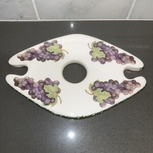 Top Notch Procelain Grape Vine Design Wine Bottle & Wine Glass Holder Made n USA